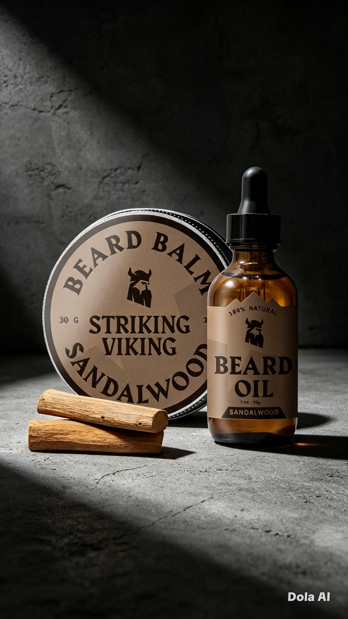 Striking Viking Beard Oil and Balm - Mens Beard Grooming Kit with All-Natural Beard Oil and Leave in Beard Balm Conditioner - Enriched with Argan and Jojoba Oil Sandalwood