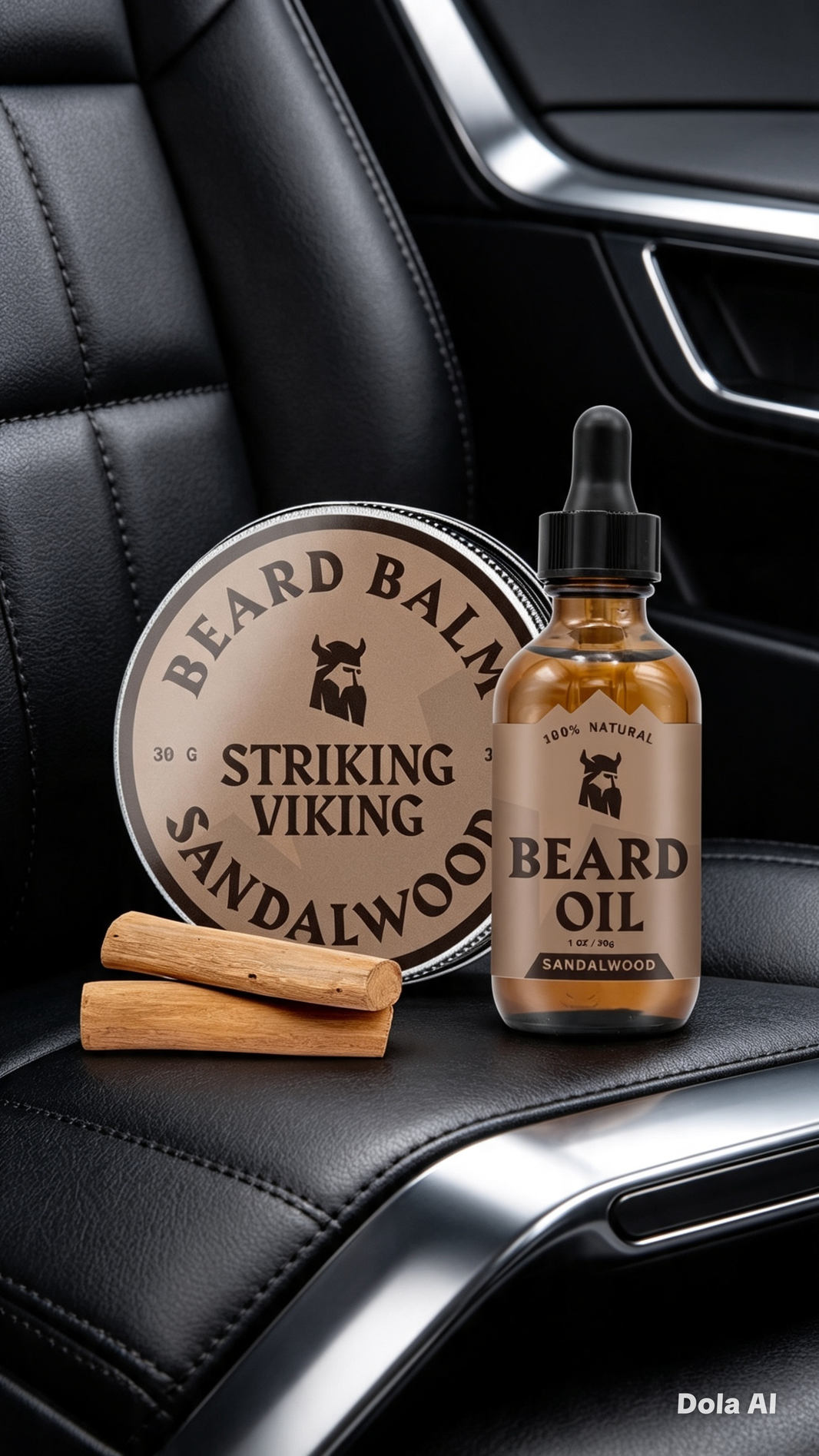 Striking Viking Beard Oil and Balm - Mens Beard Grooming Kit with All-Natural Beard Oil and Leave in Beard Balm Conditioner - Enriched with Argan and Jojoba Oil Sandalwood