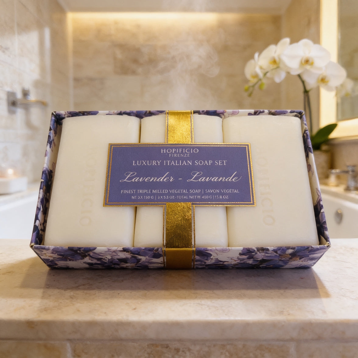 Hopificio Firenze Luxury Italian Lavender Soap Set 3 pieces